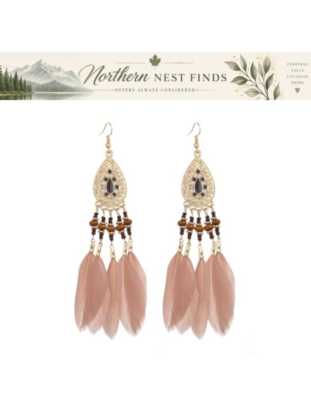 Boho Feather Tassel Dangle Earrings Handmade Western Jewelry for Women